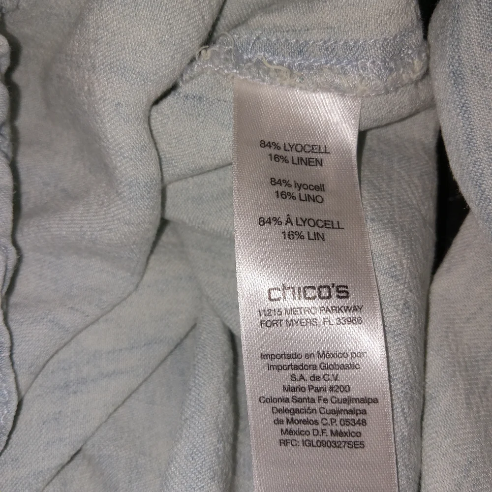 Chicos Blue Linen Blend Jacket 2 Large - Picture 6 of 8
